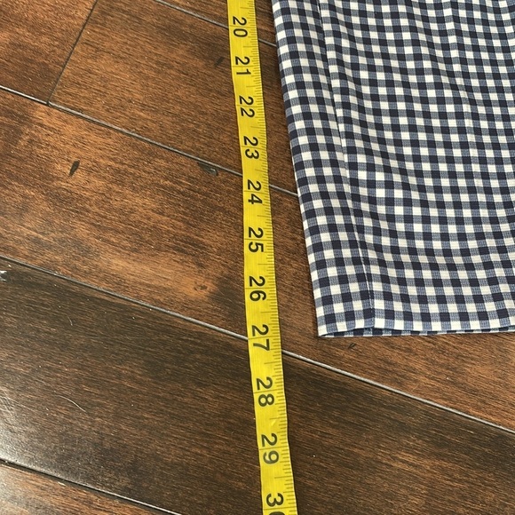 Zara Woman navy white gingham pants High rise Ankle Stretch Size 6 Casual Preppy - Picture 9 of 12